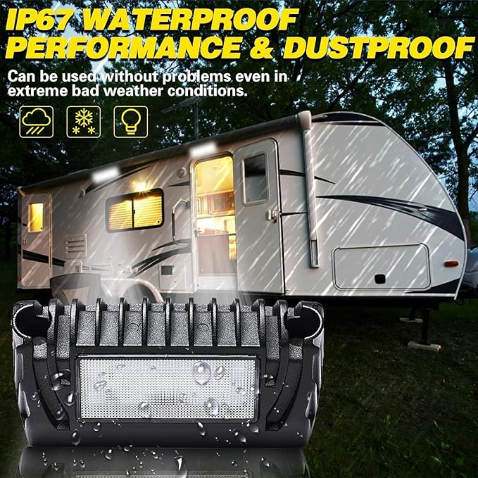 1Pcs RV LED Exterior Lights 12 Volt Exterior awningLights, Led RV Porch Light 750 Lumen Black Lighting Fixture Kit Replacement for RVs Trailers Camper Truck Porches Towing