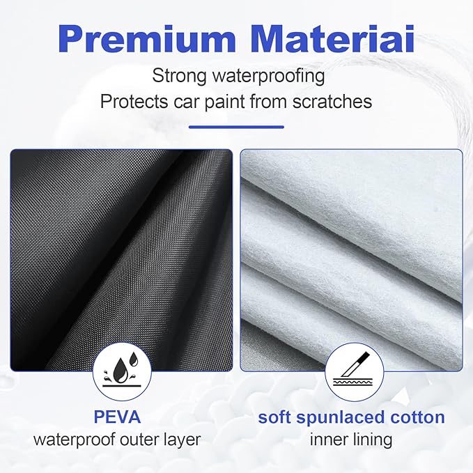 Waterproof Car Cover Compatible with Encore/Trax/EcoSport/Renegade/Soul/Kicks All-Weather Protection, 161"-169" SUV PEVA Car Cover with Zipper Door