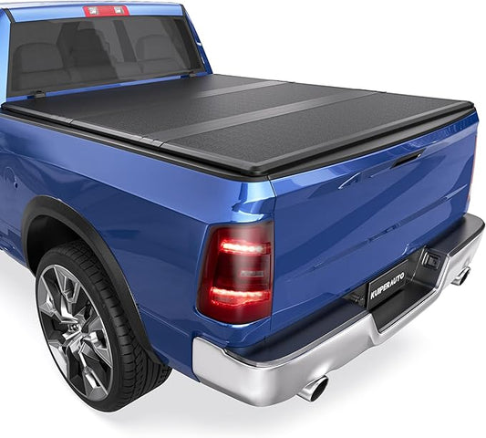 Fiberglass Tri Hard Tonneau Cover Fleetside Compatible with 2002-2025 Dodge Ram 1500 Classic & New Body/Ram 2500 3500 (w/o Ram Box)-6.5 FT Bed On Top 76.3 inch Truck Bed Cover