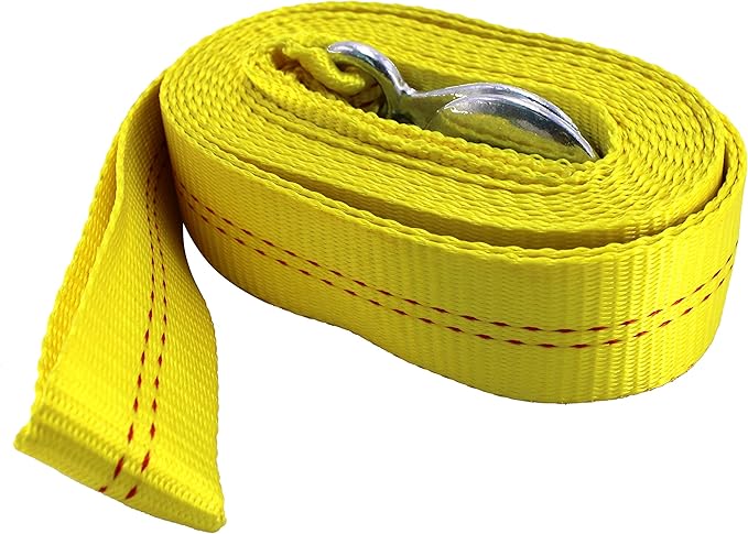 HFS(R) Heavy-Duty Tow Strap with Hooks | 10,000-Pound Capacity | Woven Polyester Webbing |HD Truck Recovery, ATV Towing, and Vehicle Rescue |Tow Rope for Versatile Applications 2 Inch X 20 Ft