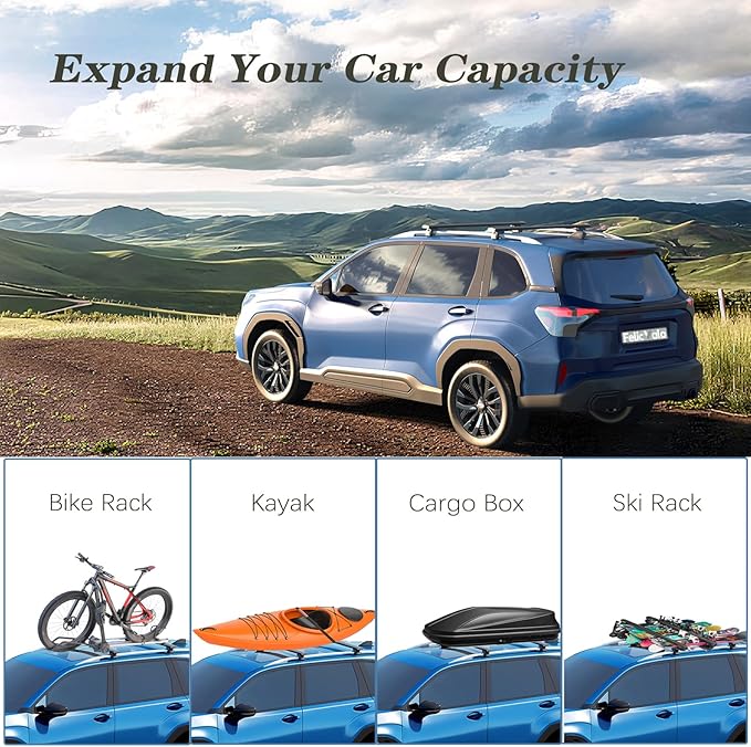 FelicValo 260lbs All-Metal Roof Rack Cross Bars Fit for KIA Telluride X-Line X-Pro 2023 2024 2025 with Raised Side Rails, Heavy Duty Aluminum Extended Crossbars Without Lock