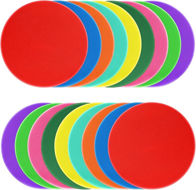 Poly Spots Spot Markers for Gym Floor 9 inch 18/27/36Pcs Flat Cones Non-Slip Rubber Floor Dots for Kids Sports Soccer Basketball Agility Training Dance Classroom