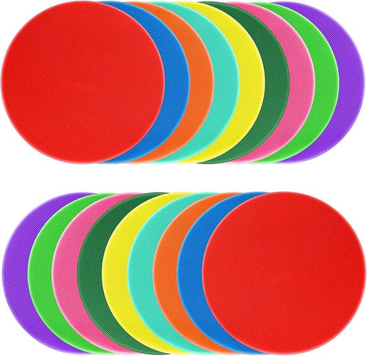 Poly Spots Spot Markers for Gym Floor 9 inch 18/27/36Pcs Flat Cones Non-Slip Rubber Floor Dots for Kids Sports Soccer Basketball Agility Training Dance Classroom