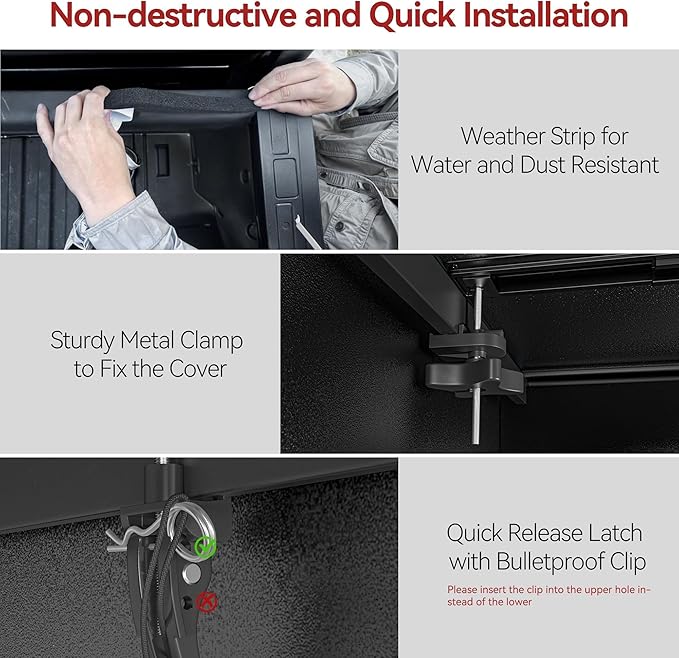 LEDKINGDOMUS Hard Folding Truck Bed Tonneau Cover Fits for Ford Maverick 2022 2023 2024 2025 with 4.5ft Bed