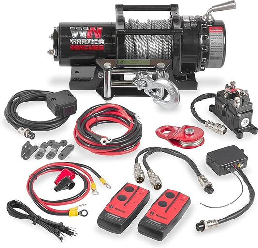 Warrior Winches Ninja 4500 lbs - Premium 12V Electric ATV/UTV Winch with Steel Cable, Compact and Powerful 12 Volt ATV Winch - Comes with Wireless Remote - Perfect for ATV, UTV, Boat, Trailer