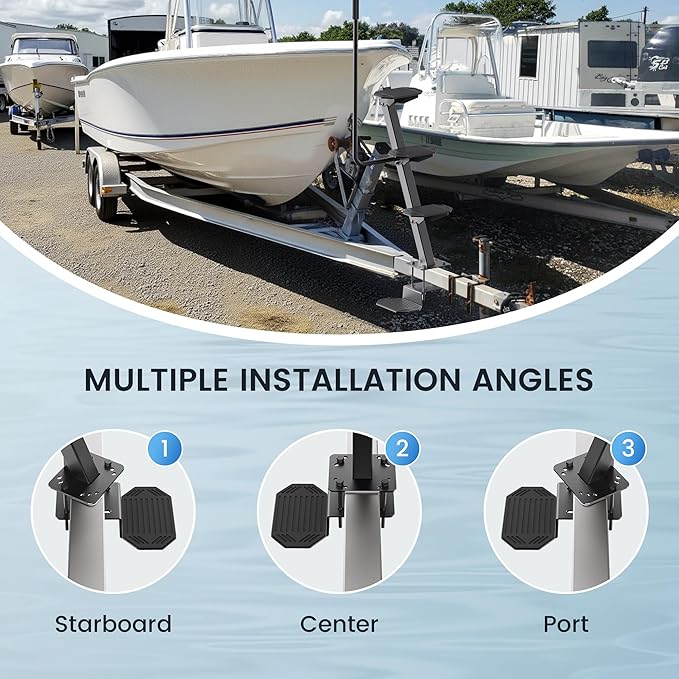 Heavy-Duty Boat Trailer Steps,Boat Trailer Tongue Steps with Anti-Slip Handrail,EVA Anti-Slip Mat,450Lbs Capacity，Multiple Installation Angles,4 Steps
