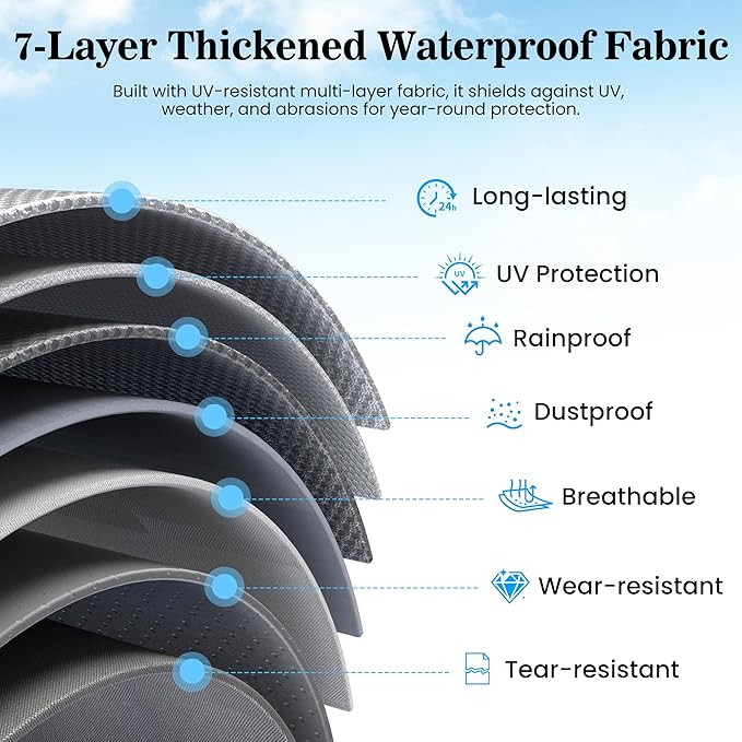 ACTFLAME Travel Trailer Cover, Waterproof RV Cover Non-Woven Fabric with Anti-UV, Extra Windproof Straps (Fits 27-30FT)