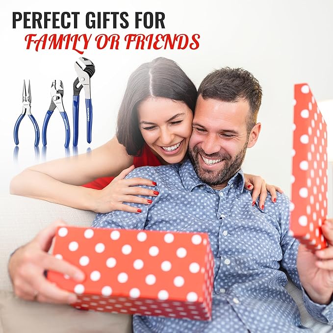 WORKPRO 3-Piece Pliers Tool Set with Soft Handle, 6 Inch Needle Nose, Slip Joint, 8 Inch Groove Joint Plier for DIY & Home Use