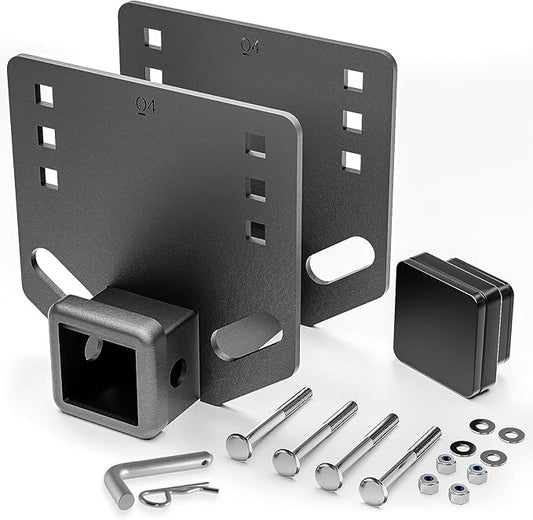 Tow Hitch 2 Inch, RV Bumper Hitch Trailer Receiver, Fits 2" to 4" Rear Beams, 3500 LBS Capacity Upgrade Towing Adapter Openning for Camper Cargo Carrier Bike Racks RV Tire Carrier Ball Mounts