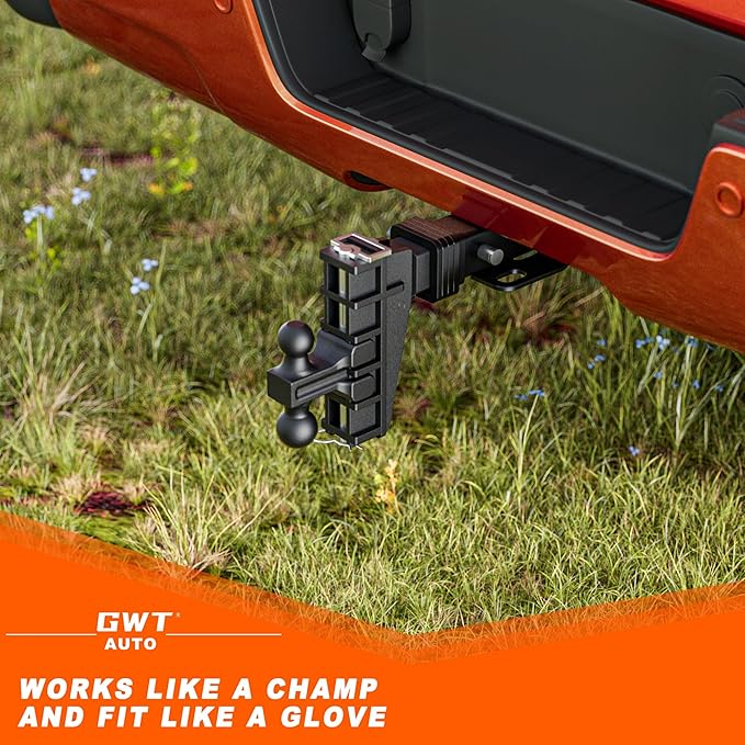 Dual-Ball Adjustable Trailer Hitch(2"&2-5/16"), Fits 2-Inch Receiver, 6 Inch Drop/Rise Drop Cushioned Hitch, 25,000 LBS GTW-Tow Hitch for Truck, Solid Ball Mount, Black, Heavy Duty