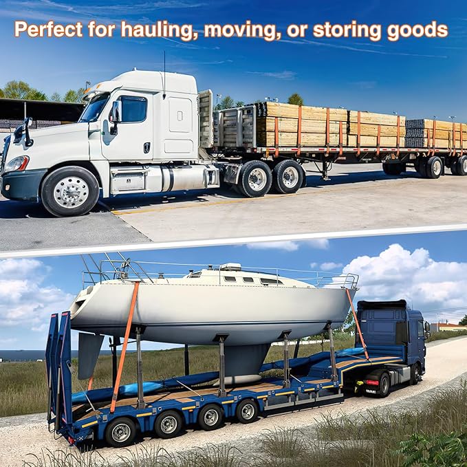 Nilight Truck Straps 4”×30’ Orange Heavy Duty Winch Straps with Flat Hook Break Strength 16800LBS WLL 5400LBS Cargo Straps for Flatbeds Trucks Trailers Farms Rescues Tree Saver (10PACK)