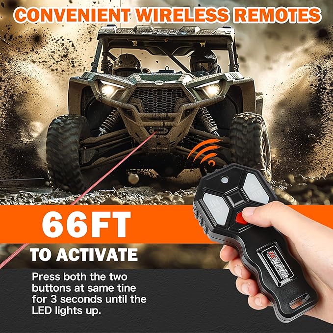 ZESUPER 5500 lb Electric Winch 12 Volt Winch Kit for ATV UTV Boat Trailer Waterproof IP67 Synthetic Rope with Wireless Remote Handheld Switch Mounting Plate