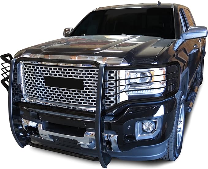 Black Horse Grille brush Bumper Guard Modular Black Compatible with 2015-2019 GMC Sierra 2500 HD|2015-2019 GMC Sierra 3500 HD-17GS14MA