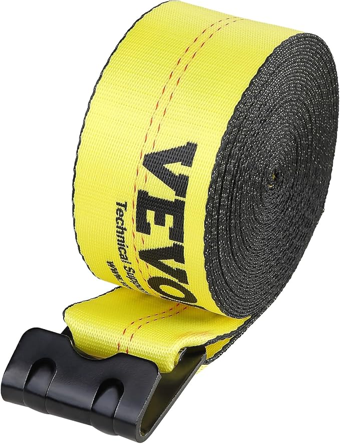 VEVOR Truck Straps, 4" x 40' Heavy Duty Tie Down w/Flat Hooks 18,000lbs Break Strength, WLL# 6000lbs, Cargo Straps tie Down for Flatbeds, Trucks, Trailers, Farms, Rescues, Tree Saver, Yellow(10 Pack)