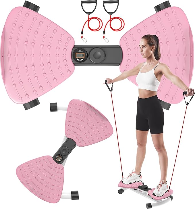 Waist Twister Machine, Adjustable Exercise Twist Board for Women Men, Noiseless Ab Twister for Home Gym Equipment, 330 lbs Capacity | Track Time, Reps, Calories with Digital Display
