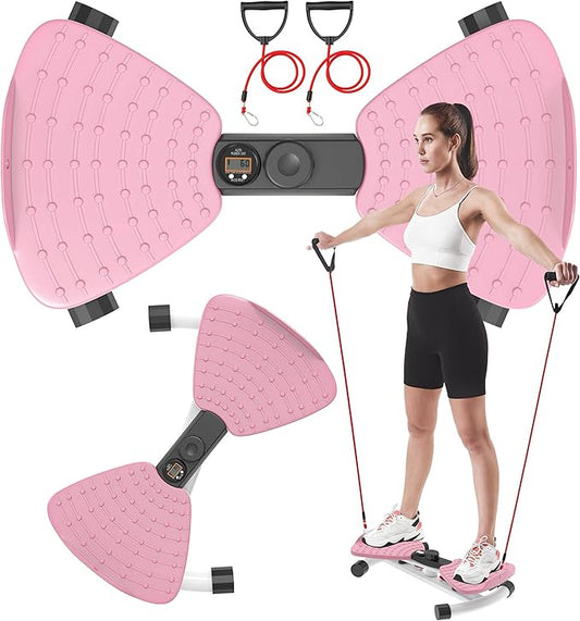 Waist Twister Machine, Adjustable Exercise Twist Board for Women Men, Noiseless Ab Twister for Home Gym Equipment, 330 lbs Capacity | Track Time, Reps, Calories with Digital Display