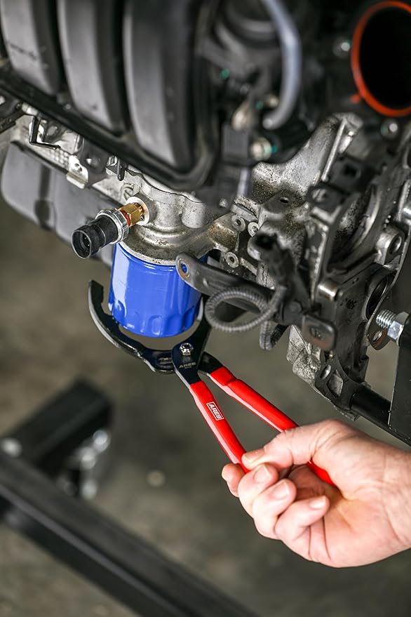 ARES 56032- Locking Jaw Oil Filter Pliers - 2 1/2-Inch to 4 1/2-Inch Jaw Opening - 12-Inch Adjustable Oil Filter Wrench Features Long Handles with Nonslip Grips and Locking Jaw Design
