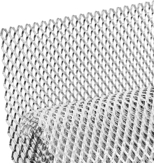 AggAuto 47x16 inches Car Pickup Truck Grill Mesh Spoiler Bumper Vent Aluminum Alloy Automotive Grille Insert Air Intake Racing Rhombic Hole 4x8mm Silver