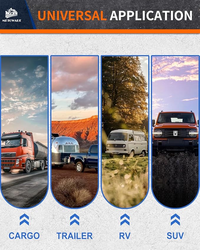 METOWARE Adjustable Trailer Hitches Fits 2-Inch Receiver - Adjustable Ball Mount with 8-Inch Drop/Rise (12,500 LBS GTW) - Dual Ball (2'' x 2-5/16'') and Anti-Theft Stainless Steel Trailer Lock