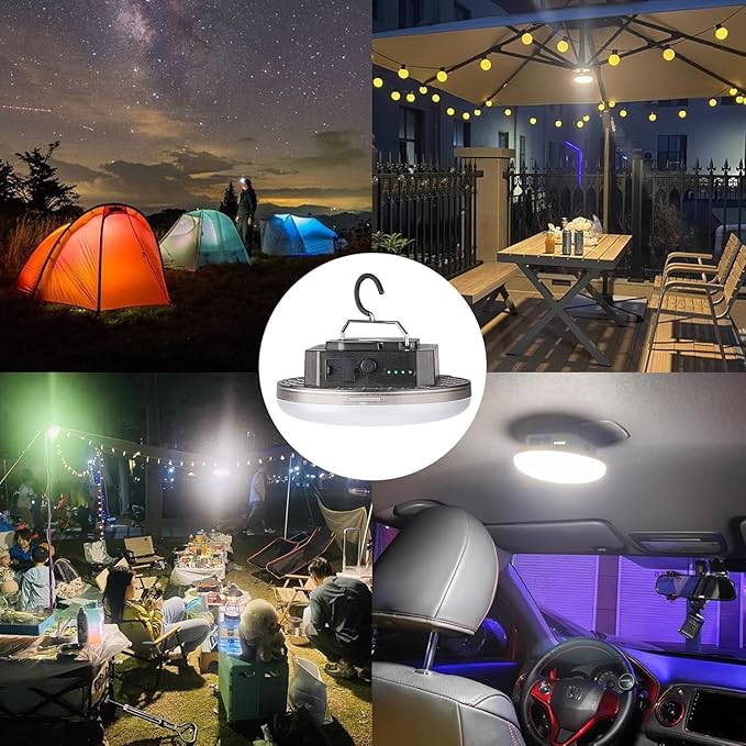 12000mAh 5000LM Camping Lights 3 Color Lighting Modes Bright Rechargeable LED Lamp 40W Hanging Tent Lights IPX5 Waterproof,Magnet,Power Failure Emergency Survival Kits & Christmas Day Gift(Remote)