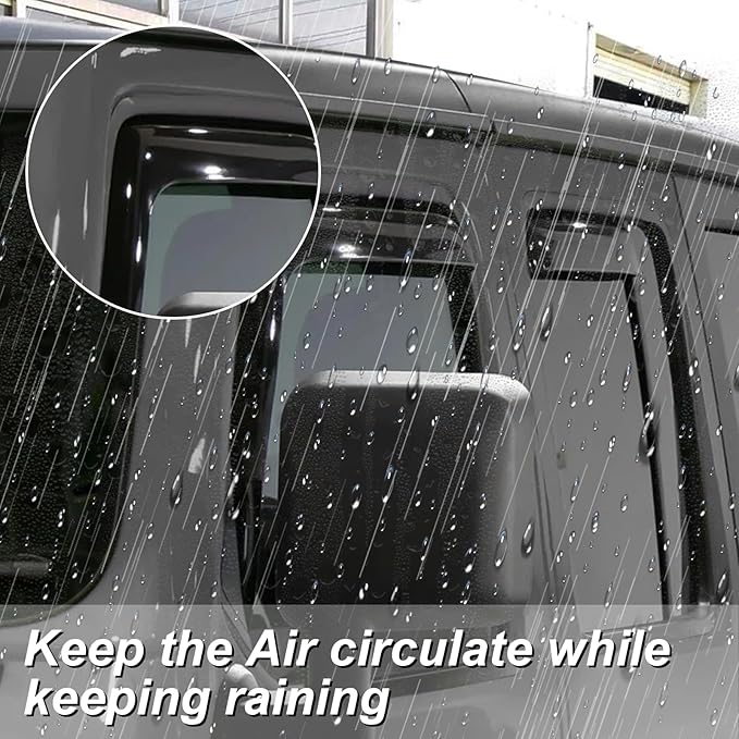 ZXMOTO Rain Guards Side Window Visor Vent Outside Mount, 4PCS Fits for Jeep Wrangler JK 2007-2018 4door