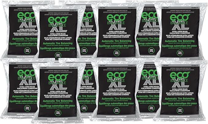 ECO Balance 14-ECOXL12 ECO XL Extreme Condition Tire/Wheel Balancing Beads - Off-Road Vehicles, Light Duty Truck Tires, (12) 14oz Balance Bead Bags, (12) Valve Caps