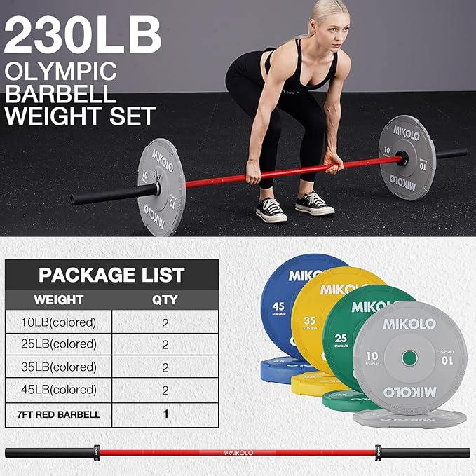 Mikolo 7ft Olympic Barbell, Barbell for Weightlifting and Powerlifting 45lb, Olympic Bar for 1500lbs Capacity, Weight Bar Fit 2” Standard Weights