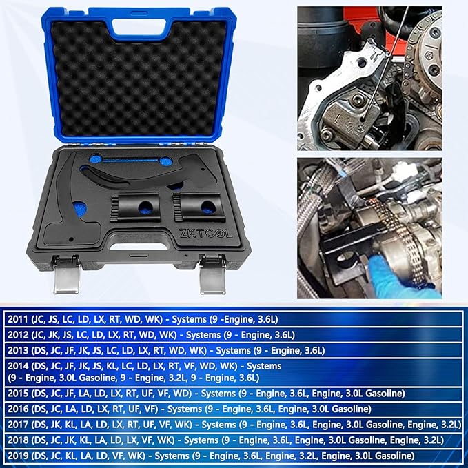 ZKTOOL 3.6 Pentastar Timing Tool Kit Compatible with Jeep Grand Cherokee VW Dodge Chrysler 3.6L Pentastar Engine,Camshaft Phaser Timing Chain Lock Tool Set, 10200A 10202 10369, Sponge Packing Box