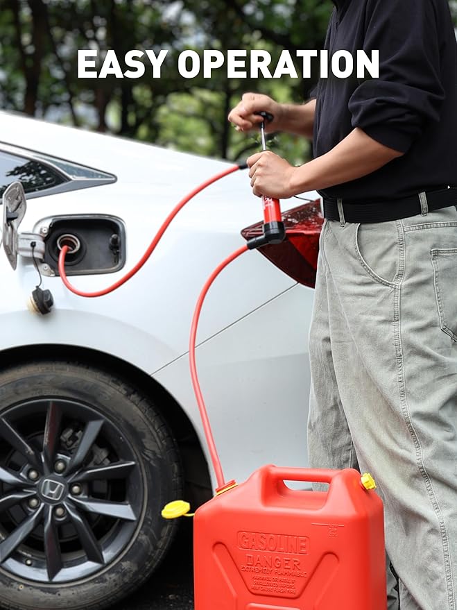 SMART JERRY - Fluid Transfer Pump Automotive, Oil Transfer Pump, Hand Pump Siphon, Multi-Use Hand Fuel Pump for Gas Oil and Liquids, RV Antifreeze Pump Kit, Siphon Pump for Fish Tank, Lawn Mower Pump