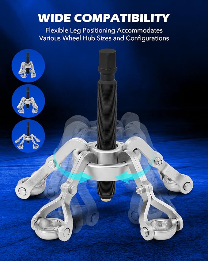 Orion Motor Tech Heavy Duty Hub Puller Kit, Wheel Hub Removal Tool with Adjustable Hooks, Large Brake Drum Puller with Hydraulic Ram, Mechanical Hub Puller Tool Set for Cars Trucks Large Vehicles