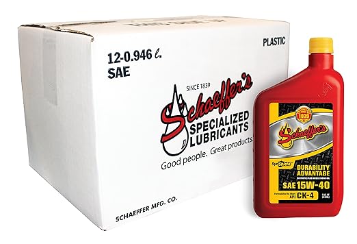 Schaeffer Manufacturing Co. 0700CK4-012 SynShield Durability Advantage 15W-40 Diesel Engine Oil, 12-Quart Bottle (Pack of 12)