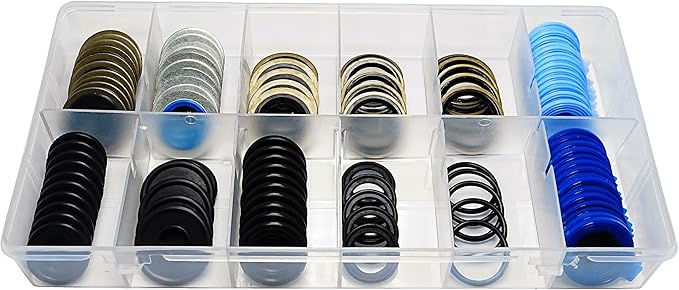 100Pcs 12 Types Metal Rubber Master Oil Drain Plug Gasket Assortment Kit Replace 097-021, 097-025, 097-035, 55196309, 097-116, 097-119, 097-115, 097-139, 097-146