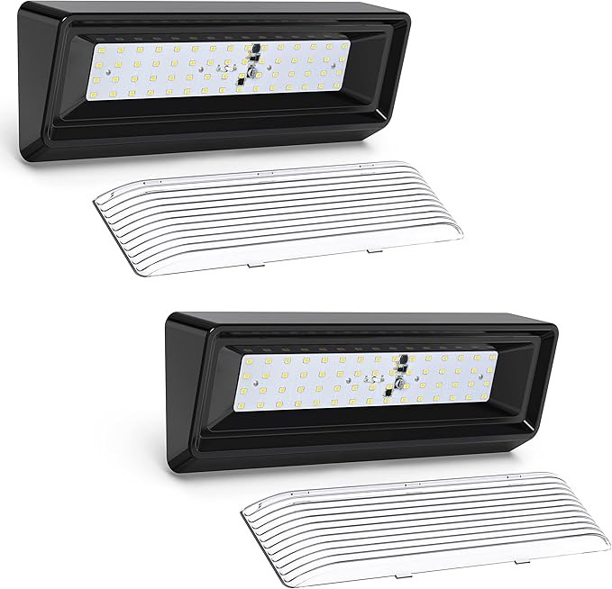 Leisure LED 2X RV Exterior Porch Utility Light XL 12v 650 Lumen Lighting Fixture. Replacement Lighting for RVs, Trailers, Campers, 5th Wheels Black Base Clear Lens (Black, 2-Pack)