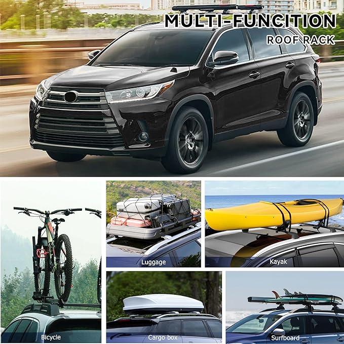220Lbs Roof Rack Crossbars for 2014-2019 Highlander XLE Limited & SE LE & LE Plus with Anti-Theft Lock, Heavy Duty Aluminum Anti-Corrosion Cross Bar Fit Luggage Luggage Kayaks Bicycles Snowboard