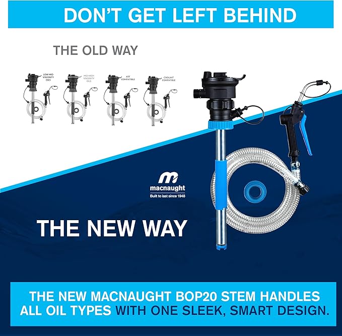 Macnaught BOP20 Battery Powered 5 Gallon Bucket Oil Transfer Pump Stem Kit. Everything Needed to Pump Oil, ATF or Coolants (5 Gallon Universal Stem Kit)