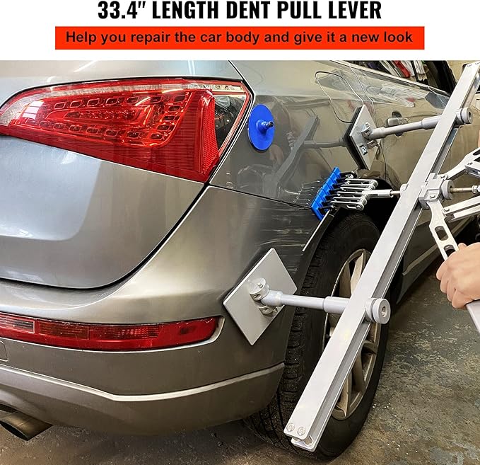 Car Dent Bar Hand Puller Pull Lever Pulling Kit Removal Hammer Repair Auto Body Tool (Silvery)