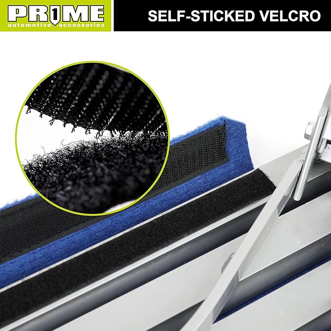 PR1ME Safety RV Steps, 19" x 14.5" Extra Large RV Step Stool with Glow, Camper Step Stool, Non-Slip Folding Step Stool and Ladder for RV, with 100% Polyester Step Rug RV Stair Cover, Up to 600lbs