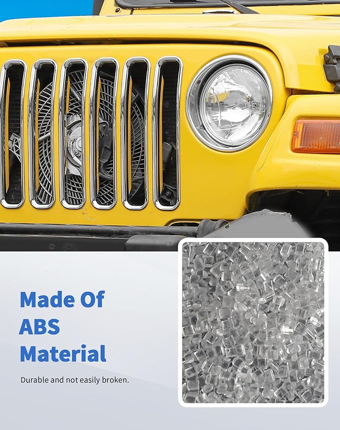 Chrome TJ Grill Inserts Front Grille Mesh no Mesh Cover Guard for Jeep Wrangler TJ 1997-2006 Clip-on Grille Accessories