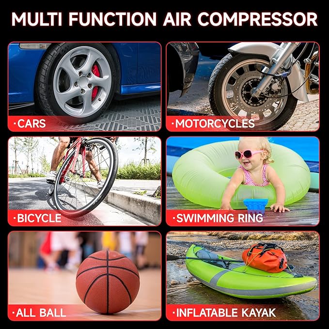 Car Battery Jump Starter with Air Compressor Portable Tire Inflator,260PSI 1000Amp Battery Booster Jumper Box(Up to 5L Gas or 5L Diesel) Power Station 12V DC Outlet USB Port,LED Light