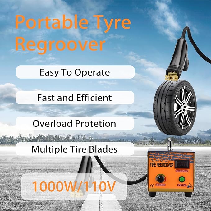 1000W Professional Portable Tyre Regroover with 20 Blades, Electric Digital Rubber Tire Engraving Machine, Off-Road/Truck Car Rubber Tyre Grooving Device, Tool for the Tread Pattern, Retread Old Tire