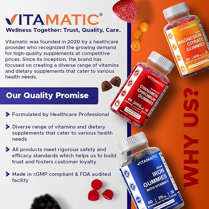 Vitamatic Sugar Free Vitamin A 25000 IU Gummies (Retinyl Palmitate) - Natural Strawberry Flavor - 120 Pectin Based Gummies (2 Bottles)