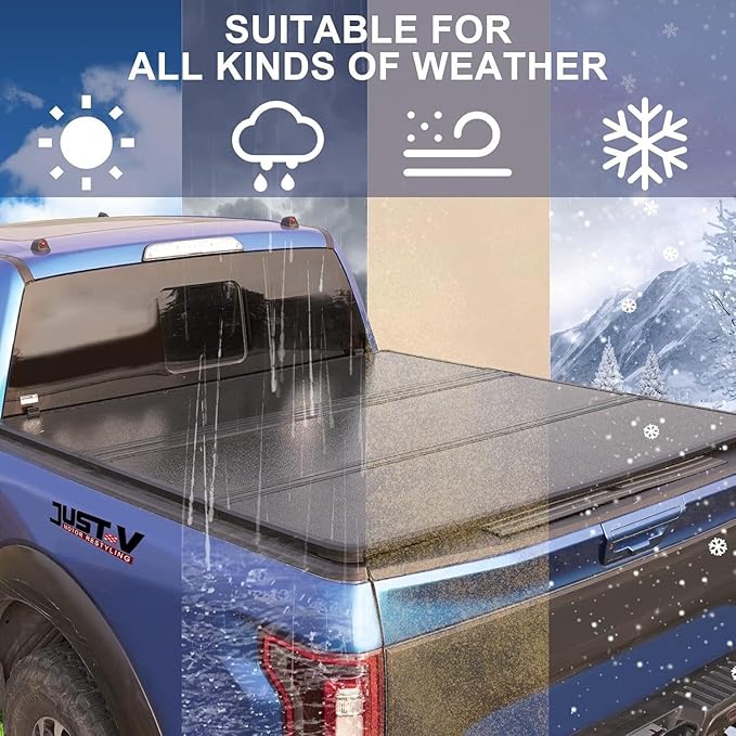 Hard Tri-Fold Truck Bed Tonneau Cover Compatible with 2019-2024 Ranger Raptor Crew Cab 5FT Bed 61' Width