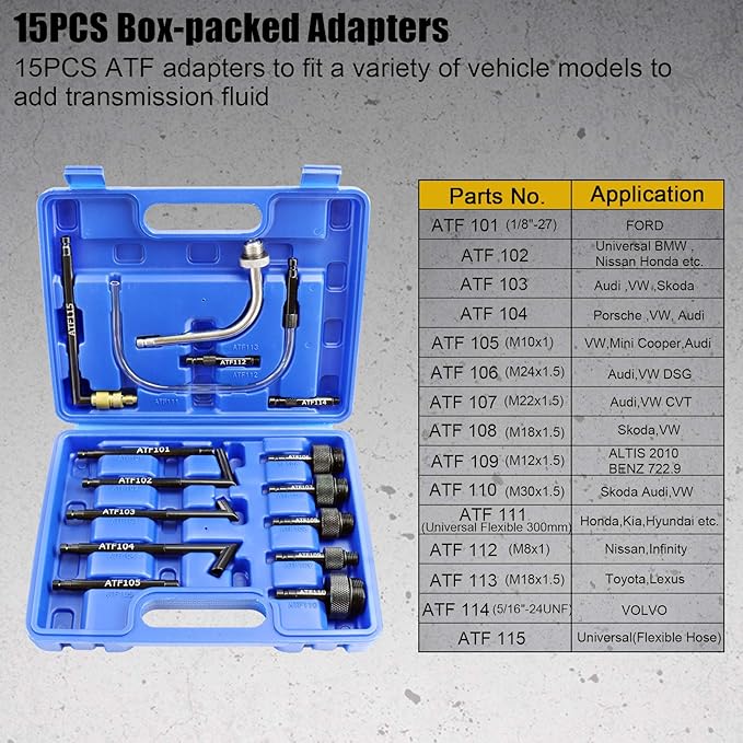 YSTOOL 10L Pneumatic Fluid Extractor Dispenser Set ATF Refill Tool Kit for Changing Oil in Engine Transmission Differential Transfer Case Gear Gearbox Power Steering Coolant with Pump, Blue Case