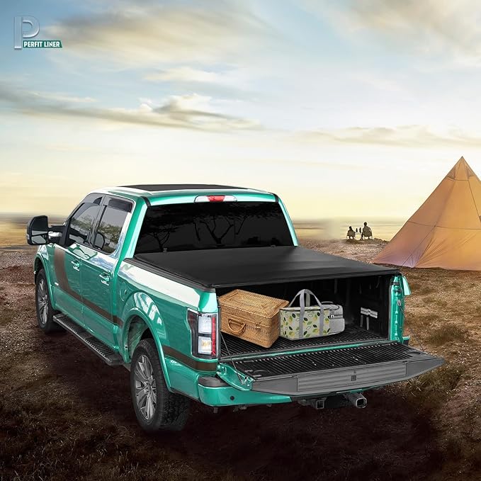 Perfit Liner 8.0 FT (96") Bed Soft Tri-Fold Tonneau Cover for 1999-2024 Ford F-250 F-350 F-450 Super Duty Styleside/Fleetside Truck Cargo Topper, Softtop, 3-Folding (NOT for Flareside/Stepside)