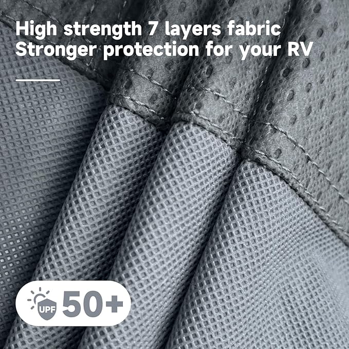 VINPATIO Class A RV Cover Extra Thick 7 Layers Top, Fits 31'-34' RV, Heavy Duty Windproof Waterproof Class A Motorhome Cover with 2 Extra Long Straps, Gutter Covers