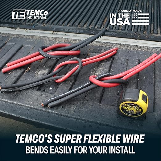TEMCo 4 Gauge AWG 10 Ft Red Flexible Pure Copper Made in USA Welding Cable Battery Wire - Heavy Duty Solar, Inverter, Car, RV, Truck