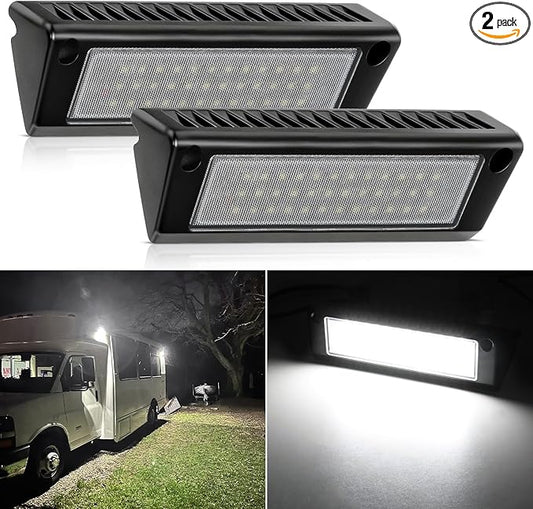 Nilight RV Exterior Light 2PCS 9 Inch Porch Lights Flood Beam 12V 24V LED Scene Cargo Lighting Black Aluminum Housing for RVs Trailers Travel Campers 5th Wheels Motorhome SUV Truck
