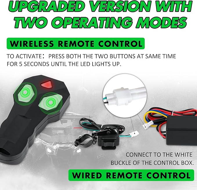 2500 lb. ATV/UTV Electric Winch, 12V Waterproof Steel Cable Winch,Electric Winch with Wired Remote and Wireless Remote for ATV UTV Towing,Boat,Off-Road