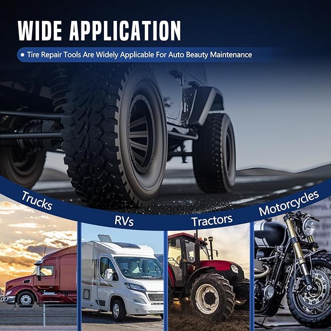 Air Tire Repair Polish Patch Tools, Includes 2500 RPM Low Speed Air Tire Buffer, Inner Liner Scraper, Patch Roller, Tungsten Steel Buffing Wheel with 3 Connector for Tire Grinding Polishing