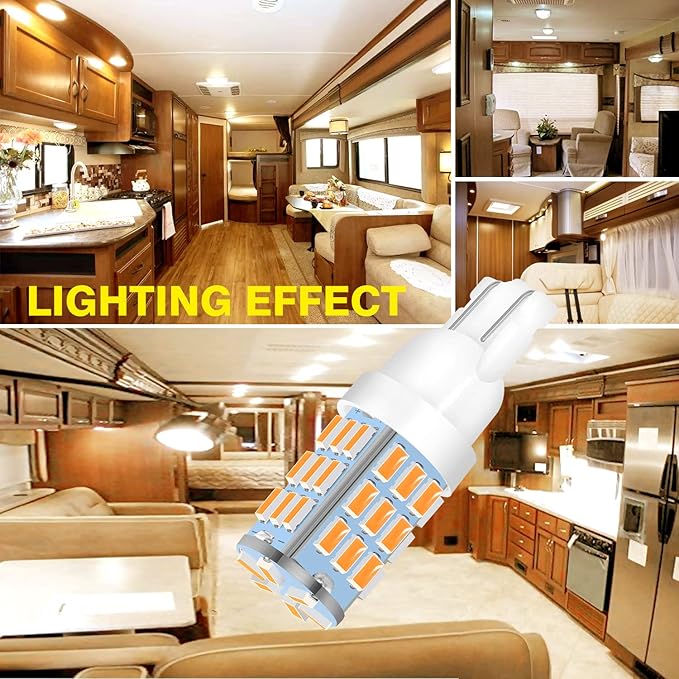 T10 921 194 168 175 LED Bulbs Warm White 20-Packs, Super Bright 3014 42-SMD Replacement 12 Volt RV Camper Trailer Boat Trunk Interior Dome Map License Lights, Backup Reverse Lights